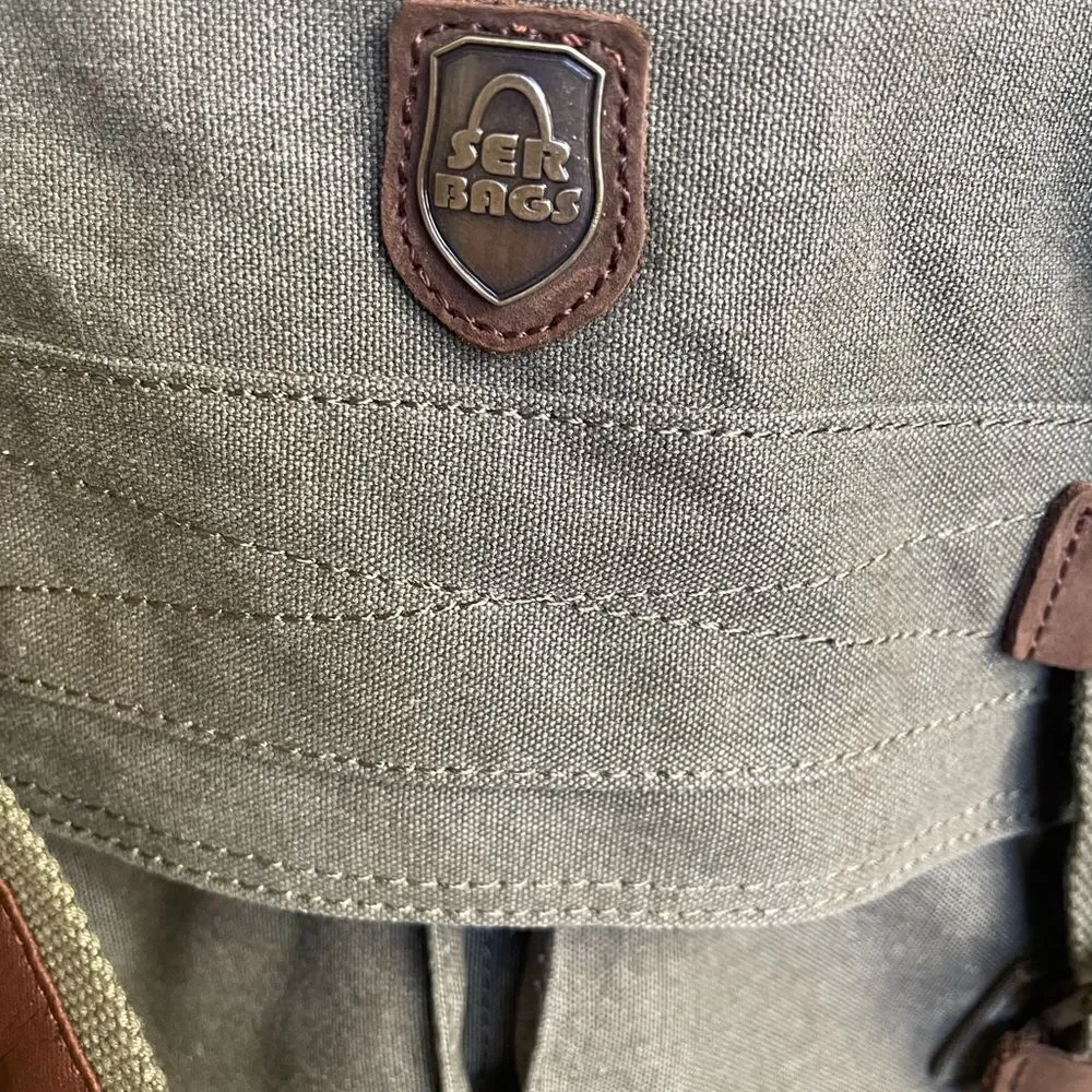 serbags Canvas Messenger Green and Brown Substantial Bag